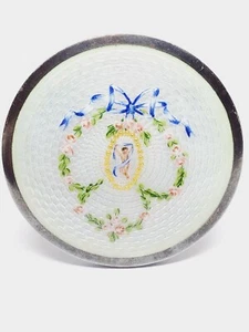 Vintage Antique Sterling Silver Guilloche Enamel Perfume Bottle Topper (66) - Picture 1 of 12