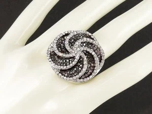 Jet Swirl Lace Cocktail Ring made with Swarovski Crystal - Picture 1 of 1