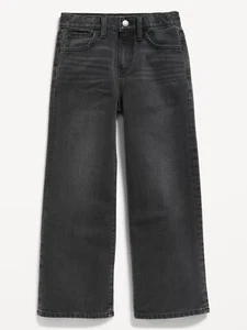 Old Navy Girls High Waisted Baggy Wide Leg Jeans - Black - Size 6 - Picture 1 of 3