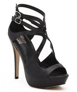 Dolce Vita Women's Shoes 7.5 Black Brielle Embossed Platform Sandal Strappy - Picture 1 of 8