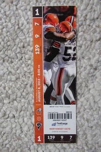 BROWNS VS RAMS 8/8/2013 FULL TICKET~ ROB CHUDZINSKI (COACH/NFL PRESEASON DEBUT) - Picture 1 of 1