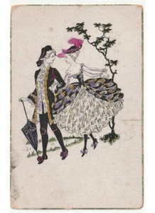 Mani Grosze ? antica cartolina innamorati moda d'epoca passeggiata -Difetti - Picture 1 of 2