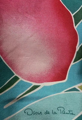 Oscar De La Renta Tropical Floral 100% Silk Scarf 30" x 30" Vintage Japan - Image 1 of 4