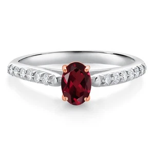 0.68 Ct Rhodolite Garnet G/H Lab Grown Diamond 10K White and Rose Gold - Picture 1 of 4