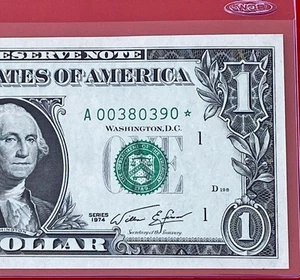 STAR NOTE 1974 $1 DOLLAR BILL ( BOSTON A) , UNCIRCULATED - Picture 1 of 3