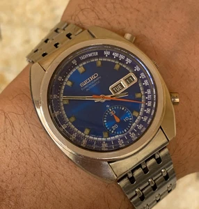 1969 Vintage Seiko Bruce Lee Deep Blue Chronograph Watch Automatic Men 6139-6010 - Picture 1 of 24