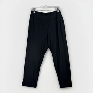 NWT Eileen Fisher Black High-Waist Slim Pant L Washable Stretch Crepe Travel - Picture 1 of 7