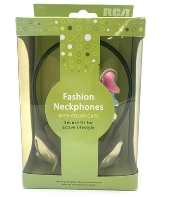 NOS Electronics  2007 RCA Neckband Headphones Neckphones w Color Caps HP242S - Image 1 of 4