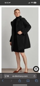 $228 NEW Ellen Tracy Cozy Sherpa Teddy Faux Fur Jacket Coat Charcoal Grey Small - Picture 1 of 11