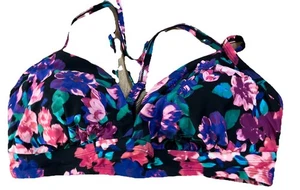 Time & Tru Ladies Purple Floral Daze Swim Top Size 1X (16W-18W) New 5L95 - Picture 1 of 8