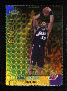 1999-00 Topps Finest Gems refractor de oro/100 Karl Malone #108 Salón de la fama - Imagen 1 de 3