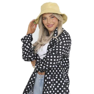 Ladies Brave Soul RAVESPOTS Fishtail Polka Dot Print Hooded Mac - Picture 1 of 4