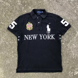 Vintage Polo Ralph Lauren New York Polo Rugby T-Shirt Black Size S - Picture 1 of 9
