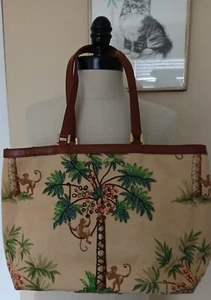 Isabella Fiore Handbag Tote Bag Purse Monkey Palm Tree Sequins embellished - Picture 1 of 10