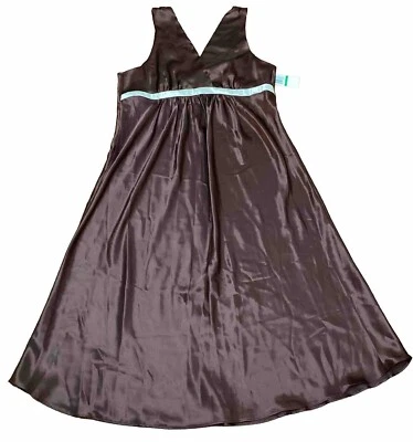Jones New York Brown Satin Bridal Nightgown Negligee Sleeveless Romantic Size L - Image 1 of 4