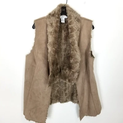 Chaqueta Chaleco Magaschoni Mujer Imitación Gamuza Piel Talla S Beige Frente Abierto Penny Lane Foto 1 de 4