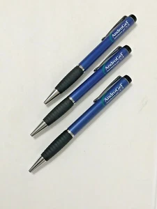 Three Metal Pharmaceutical Drug Rep Pen Pens Blue Black Twist and Write - Picture 1 of 5