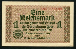 Deutschland 1 Reichsmark 1940 - 1945, P: R 136b, Serie: 585 536199, vz - Bild 1 von 2