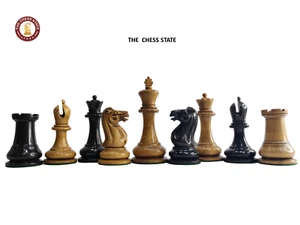1849 Jaques Repro Staunton Chess Pieces Only-Weighted Ebony & Distressed Boxwood - Picture 1 of 7