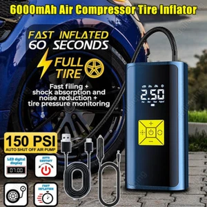 150 PSI Air Compressor Tire Inflator Fits Car Moto Bike Tires Air Pump Portable - Picture 1 of 16