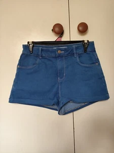 Super Woman Blue Mini Denim Shorts Size 10 - Picture 1 of 2