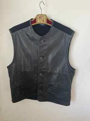 Mexx Leather Vest Coat Mens Biker Size XXL Black Sk65 - Image 1 of 4