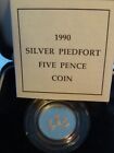 Royal Mint 1990 Sterling Silver Piedfort British Five Pence Piece Boxed COA