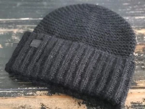 Frye and Company Black Knit Cable Cuff Beanie Hat Women One Size - Picture 1 of 2