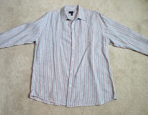 SAKS FIFTH AVENUE Striped Linen Shirt For Men Multicolored Size XXL - Picture 1 of 2