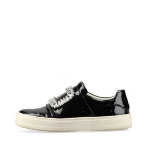 Roger Vivier Patent Leather Sneakers 34 Ladies' Black Bijou - Picture 1 of 18