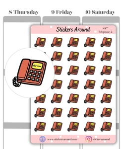 Telephone Icon Planner Sticker #2, Phone Call Sticker, Calendar & Journal - Bild 1 von 1
