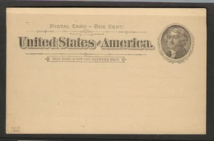 US Scott #UX12 unused 1894 1c black Jefferson Postal card, sound good corners f/ - Picture 1 of 2