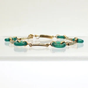 Smith & Pepper Edwardian English 9 Carat Gold, Enamel & Jade Link Bracelet - VR - Picture 1 of 9