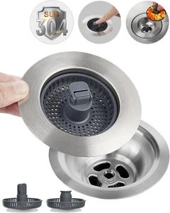 Colador de drenaje universal para fregadero de cocina de metal 3 en 1, Sto de acero inoxidable mejorado - Imagen 1 de 1