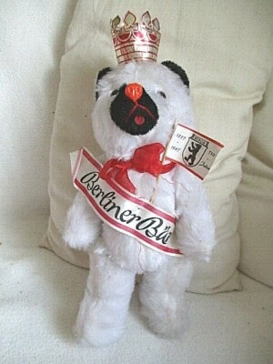 OURS ANCIEN BLANC BERLIN BÄR INTERIEUR  PAILLE FESTIVAL BERLIN 1987 28 CM - Photo 1/4