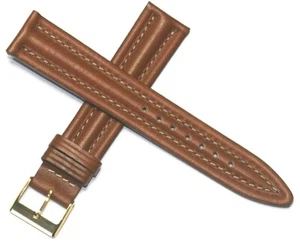 18MM BROWN WATERPROOF LEATHER RIBBED WATCH STRAP MADE IN FRANCE ZRC HIGH QUALITY - Picture 1 of 9