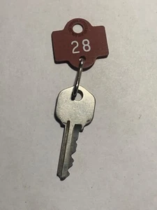 Vintage College Dorm room Hotel Motel Room Key Fob with Key #28 - Picture 1 of 2