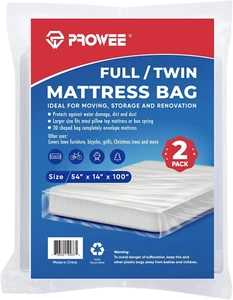 2 PK Twin/Full Mattress Bags for Moving Storage,Waterproof Plastic Full Size Mat - Picture 1 of 12