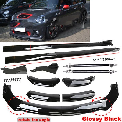 For MINI COOPER R56 Front Bumper Lip Body /Spoiler Splitter Side Skirt Strut Rod Foto 1 de 4