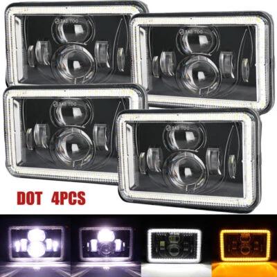4X DOT Approved 4x6''LED Headlights Beam DRL fit Peterbilt Kenworth Freightliner - Image 1 of 4