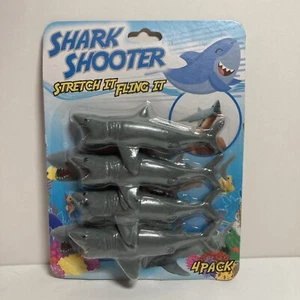 Shark Shooter 4-Pack Rubber Stretch It Index Finger Fling Toy Puppet Great White - Picture 1 of 8