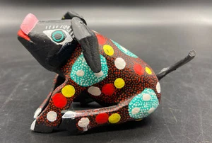 Bonito Cerdo Vintage Arte Popular Pintado a Mano ~ Manchas Rojas Cara Negras de Oaxaca - Imagen 1 de 7
