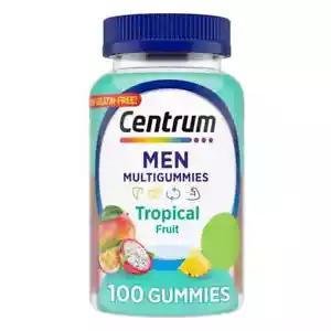 Centrum Men's Multivitamin Gummies, Tropical Fruit 100 Count 1 each Gelatin free - Picture 1 of 3