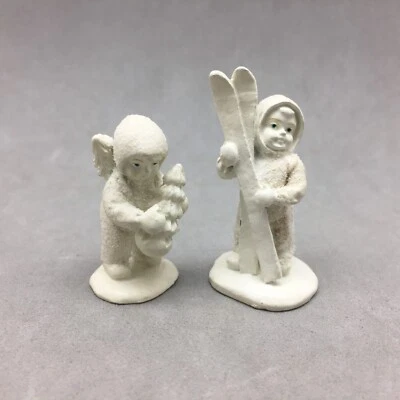 Лот миниатюрных металлических фигурок Snow Babies от Dept 56 для катания на лыжах и рождественской елки - Изображение 1 из 4