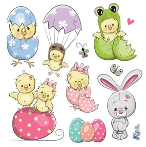 "PEGATINA VIOLETA - EASTER CHICKS - 4"" x 4"" (10cm x 10cm) - Imagen 1 de 1