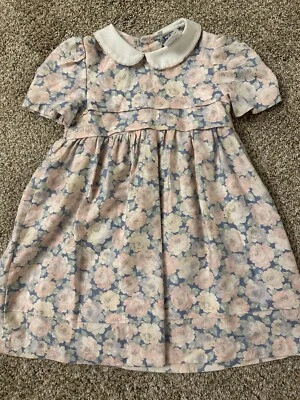 Vestido de primavera floral vintage POLLY FLINDERS igreja Páscoa colarinho 4T peter pan - Imagem 1 de 4