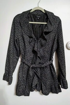 Sandro Studio 女式动物印花夹克 L 码黑色和灰色  — 第 1/4 张图片