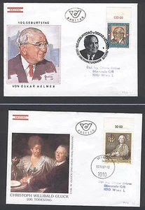 Austria AR45 Cover 1987 FDC Famous person Helmer composer Gluck 2 pcs - Picture 1 of 1
