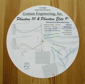 Graham Phantom III & Elite 9" Custom Designed Tonearm Alignment Protractor - Picture 1 of 7