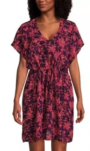 Lands' End Ladies Swim Cover-Up, Size XS/S, Floral, Purple Pink, Free Shipping - Picture 1 of 6